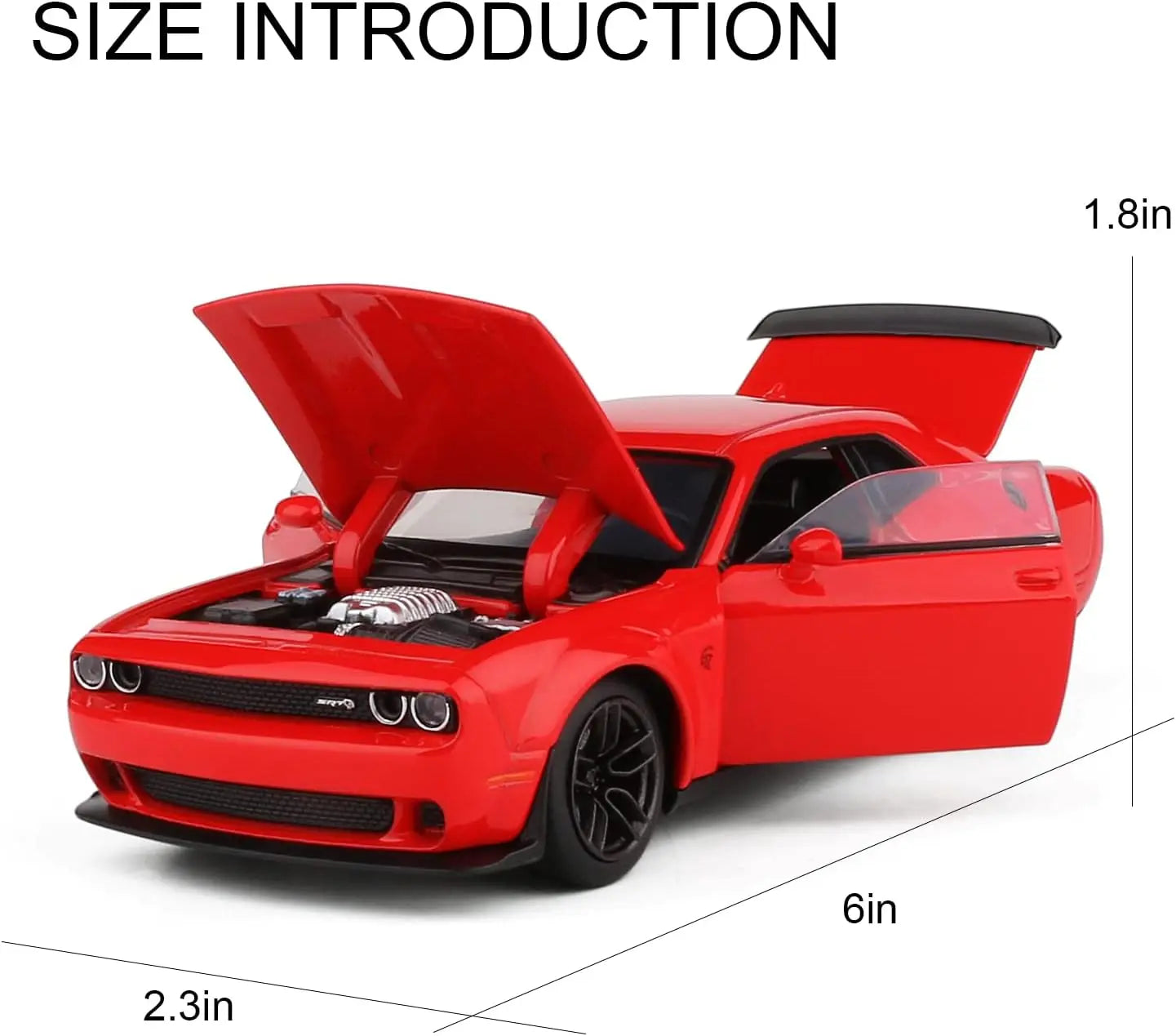 HKM-638995 1:32 Scale Dodge Challenger Alloy Model Car with Pullback Action, Sound, and Light Features