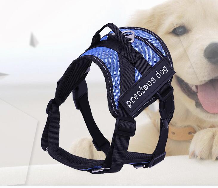 HKM-639187 Adjustable Cotton Dog Traction Chest and Back Harness - Available in Blue, Orange, Green, Grey (Sizes S, M, L)