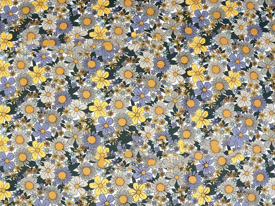 HKM-639187 Floral Twill Cotton Fabric - Small Botanical Print for Spring & Summer Clothing and Home Decor