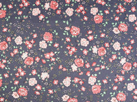 HKM-639187 Floral Twill Cotton Fabric - Small Botanical Print for Spring & Summer Clothing and Home Decor