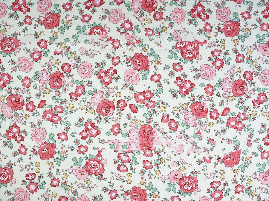 HKM-639187 Floral Twill Cotton Fabric - Small Botanical Print for Spring & Summer Clothing and Home Decor