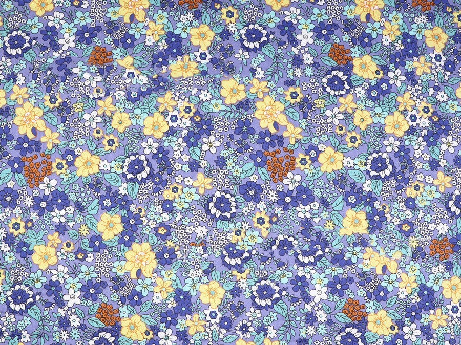 HKM-639187 Floral Twill Cotton Fabric - Small Botanical Print for Spring & Summer Clothing and Home Decor