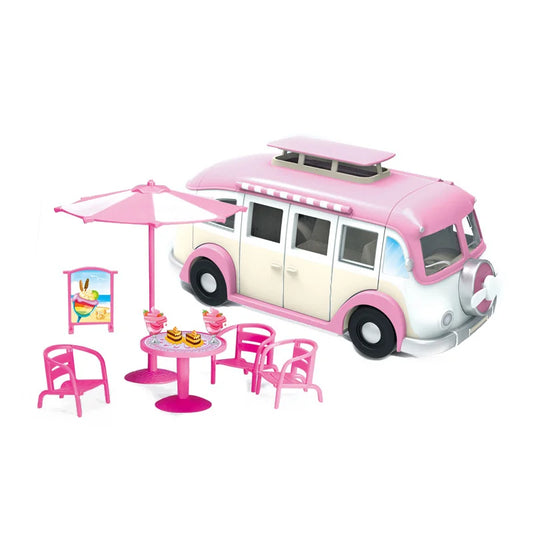 KTX-639187 Pretend Play Mini Kitchen Ice Cream Dining Car and Fast Food Truck Toy Set for Kids