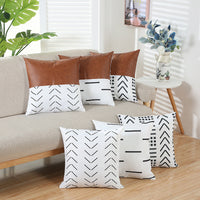 HKM-639315 Geometric Line Print Short Plush Pillowcase, Modern Simple Design, 45x45cm