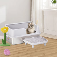 HKM-639379 Extra Large Stainless Steel Cat Litter Box with Lid, High Sides, Pedal Filter, and Easy Clean Design