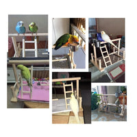 HKM-639443 Wooden Parrot Standing Play Rack with Ladder and Accessories