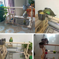 HKM-639443 Wooden Parrot Standing Play Rack with Ladder and Accessories