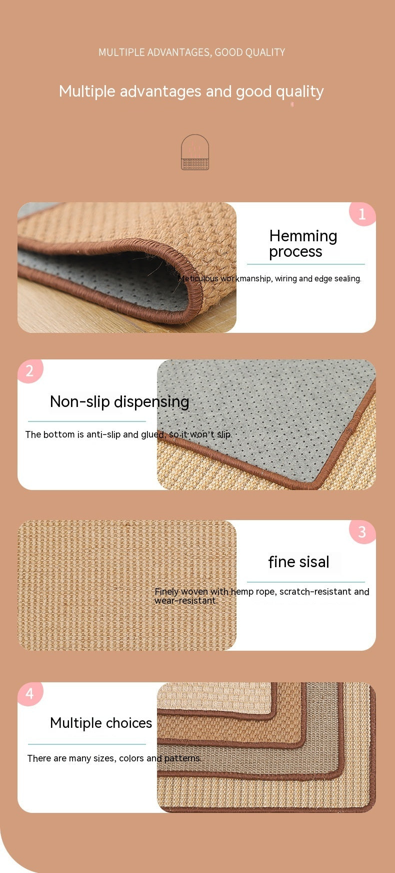 HKM-639507 Sisal Cat Scratch Board - Multiple Sizes for Anti-Scratching and Claw Care