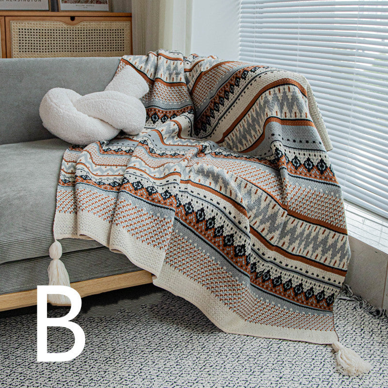 HKM-639507 Whole Body Acrylic Blanket with Geometric Pattern for Dormitory Naps