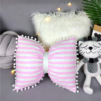 HKM-639571 Black and White Striped Cotton Bow Waist Pillow for Comfortable Lunch Breaks
