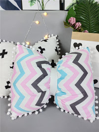 HKM-639571 Black and White Striped Cotton Bow Waist Pillow for Comfortable Lunch Breaks