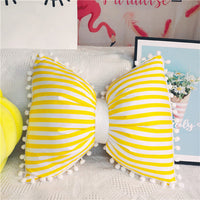 HKM-639571 Black and White Striped Cotton Bow Waist Pillow for Comfortable Lunch Breaks