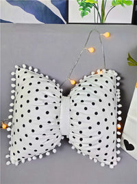 HKM-639571 Black and White Striped Cotton Bow Waist Pillow for Comfortable Lunch Breaks