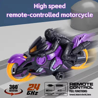 HKM-639763 2.4G Remote-Control Stunt Motorcycle with 360-Degree Rotation and Lights for Kids