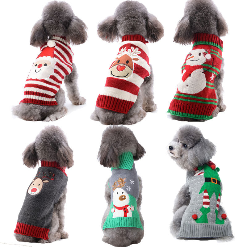 HKM-639763 Cozy Acrylic Christmas Sweater for Small Dogs with Pompoms
