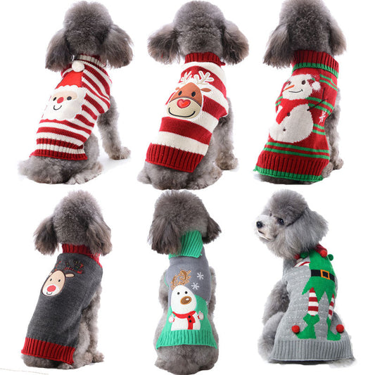 HKM-639763 Cozy Acrylic Christmas Sweater for Small Dogs with Pompoms