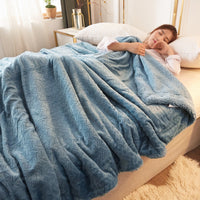 HKM-639827 Cozy Pink Coral Fleece Blanket for Autumn and Winter Office Naps