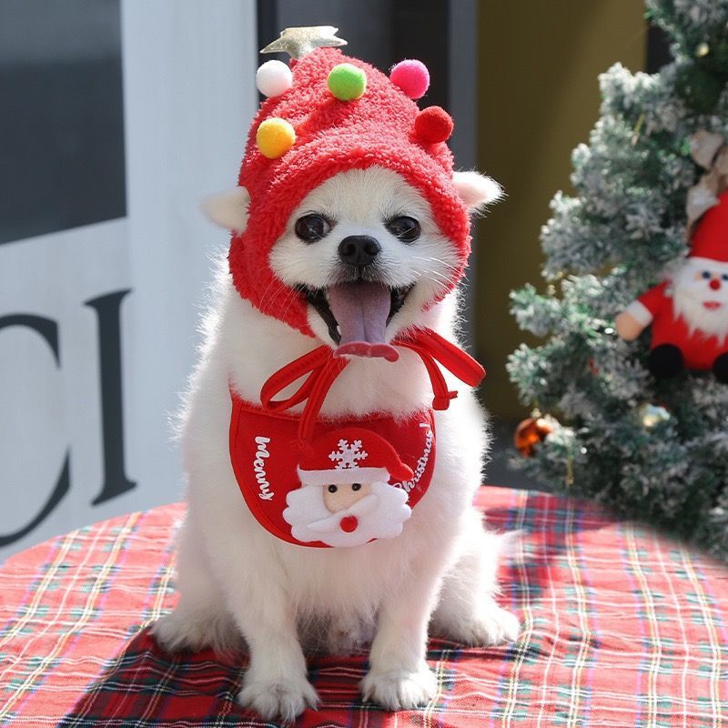HKM-639955 Cozy Cartoon Pet Apparel Set with Saliva Towel and Hat for Autumn and Winter