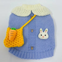 HKM-640083 Cute Blue Rabbit Sweater for Pets - Knitted Pullover for Autumn and Winter