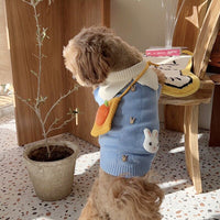 HKM-640083 Cute Blue Rabbit Sweater for Pets - Knitted Pullover for Autumn and Winter