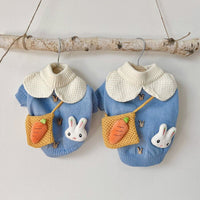 HKM-640083 Cute Blue Rabbit Sweater for Pets - Knitted Pullover for Autumn and Winter