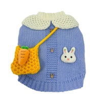 HKM-640083 Cute Blue Rabbit Sweater for Pets - Knitted Pullover for Autumn and Winter