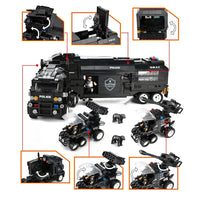 HKM-640083 SWAT Team Truck Building Block Set - Military Action Construction Toy for Ages 6 and Up