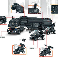 HKM-640083 SWAT Team Truck Building Block Set - Military Action Construction Toy for Ages 6 and Up