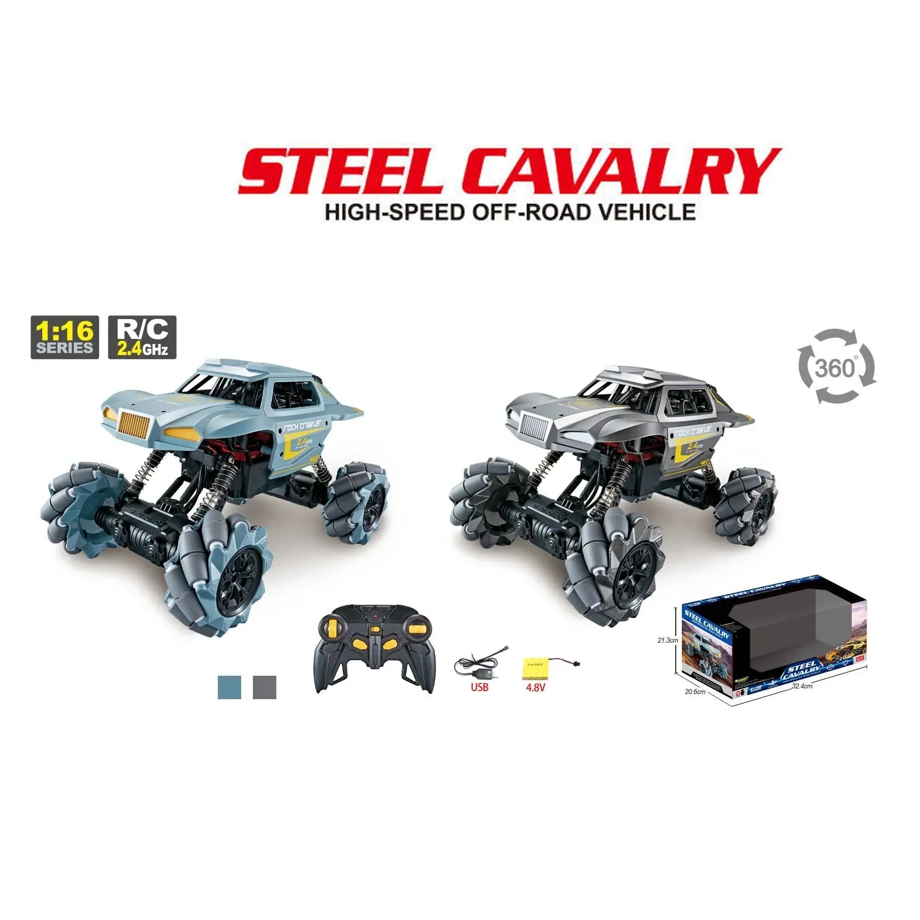 HKM-640147 1:16 Scale 4-Channel RC Drift Stunt Car with Battery and USB Charger for Indoor and Outdoor Fun