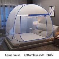 HKM-640339 Folding Mosquito Net - Modern Yurt Style with Stainless Steel Frame, Available in Multiple Bed Sizes