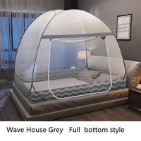 HKM-640339 Folding Mosquito Net - Modern Yurt Style with Stainless Steel Frame, Available in Multiple Bed Sizes