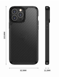 HKM-640595 Carbon Fiber Anti-Drop Protective Phone Case for iPhone 13 Series - TPU + PC Material, Simple Striped Design in Black or Blue