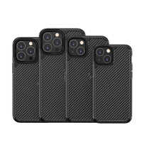 HKM-640595 Carbon Fiber Anti-Drop Protective Phone Case for iPhone 13 Series - TPU + PC Material, Simple Striped Design in Black or Blue