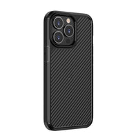 HKM-640595 Carbon Fiber Anti-Drop Protective Phone Case for iPhone 13 Series - TPU + PC Material, Simple Striped Design in Black or Blue