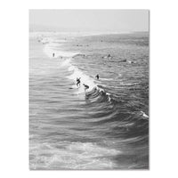 HKM-640595 Nordic Black and White Seaside Landscape Canvas Wall Poster - Frameless Artwork for Holiday Surfing Decor