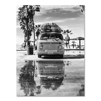 HKM-640595 Nordic Black and White Seaside Landscape Canvas Wall Poster - Frameless Artwork for Holiday Surfing Decor