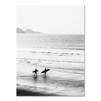 HKM-640595 Nordic Black and White Seaside Landscape Canvas Wall Poster - Frameless Artwork for Holiday Surfing Decor