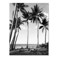 HKM-640595 Nordic Black and White Seaside Landscape Canvas Wall Poster - Frameless Artwork for Holiday Surfing Decor