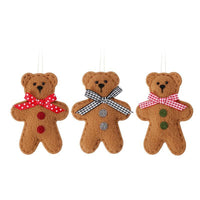 HKM-640787 Festive Cookie Bear Hanging Decorations - 3-Piece Set