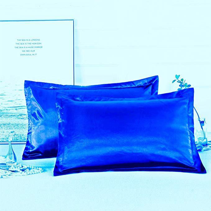 HKM-640787 Pure Color Silk Single Pillow Case in Simple Style - Imitation Silk, Polyester Allergen-Free