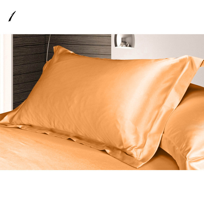 HKM-640787 Pure Color Silk Single Pillow Case in Simple Style - Imitation Silk, Polyester Allergen-Free