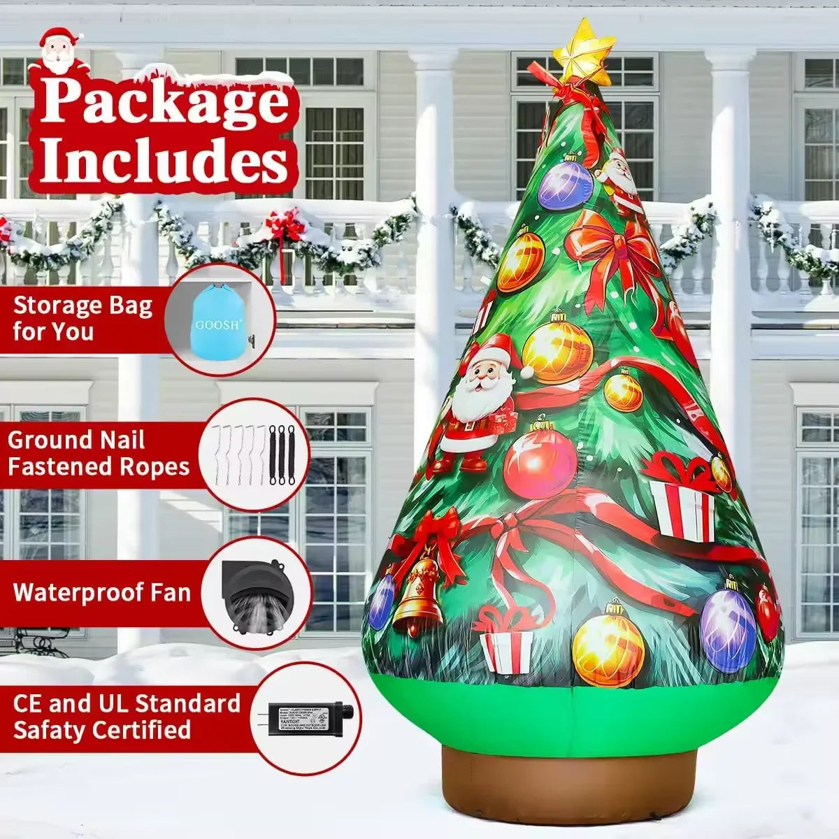 KTX-641107 8.8 FT Christmas Inflatable Tree Decoration for Outdoor Garden and Lawn Use