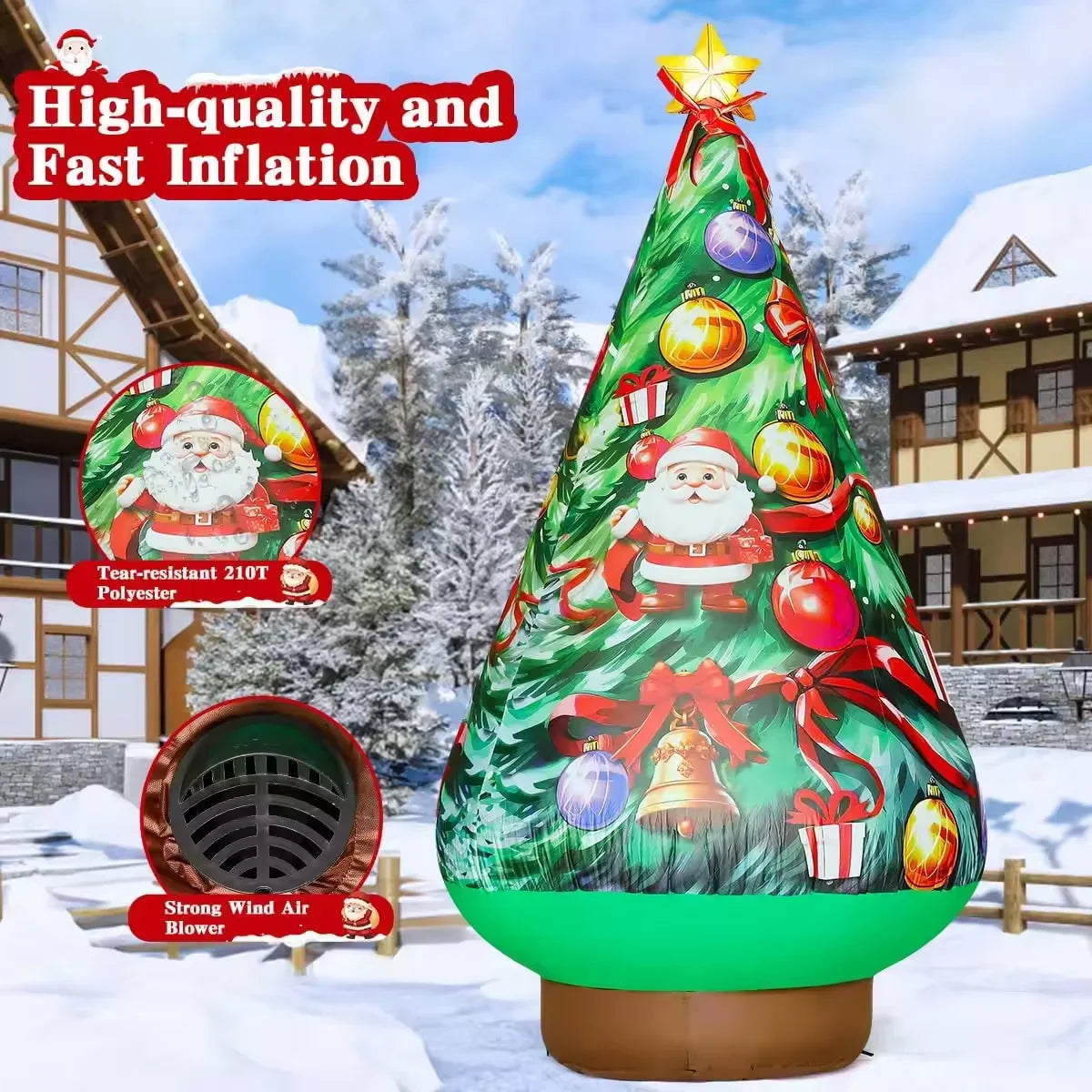 KTX-641107 8.8 FT Christmas Inflatable Tree Decoration for Outdoor Garden and Lawn Use