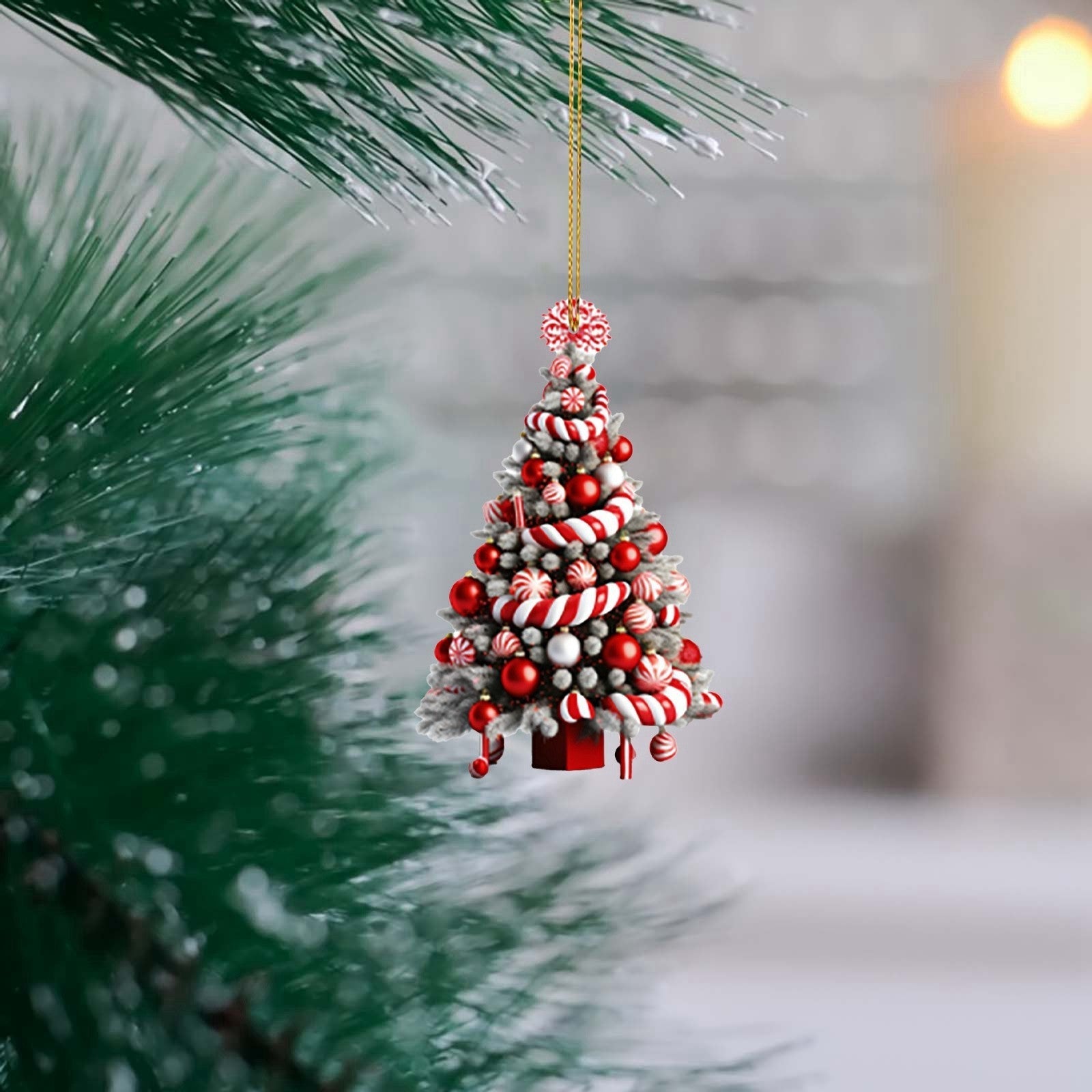 HKM-641107 Modern Acrylic Christmas Tree Pendant Holiday Decoration - Set of 4