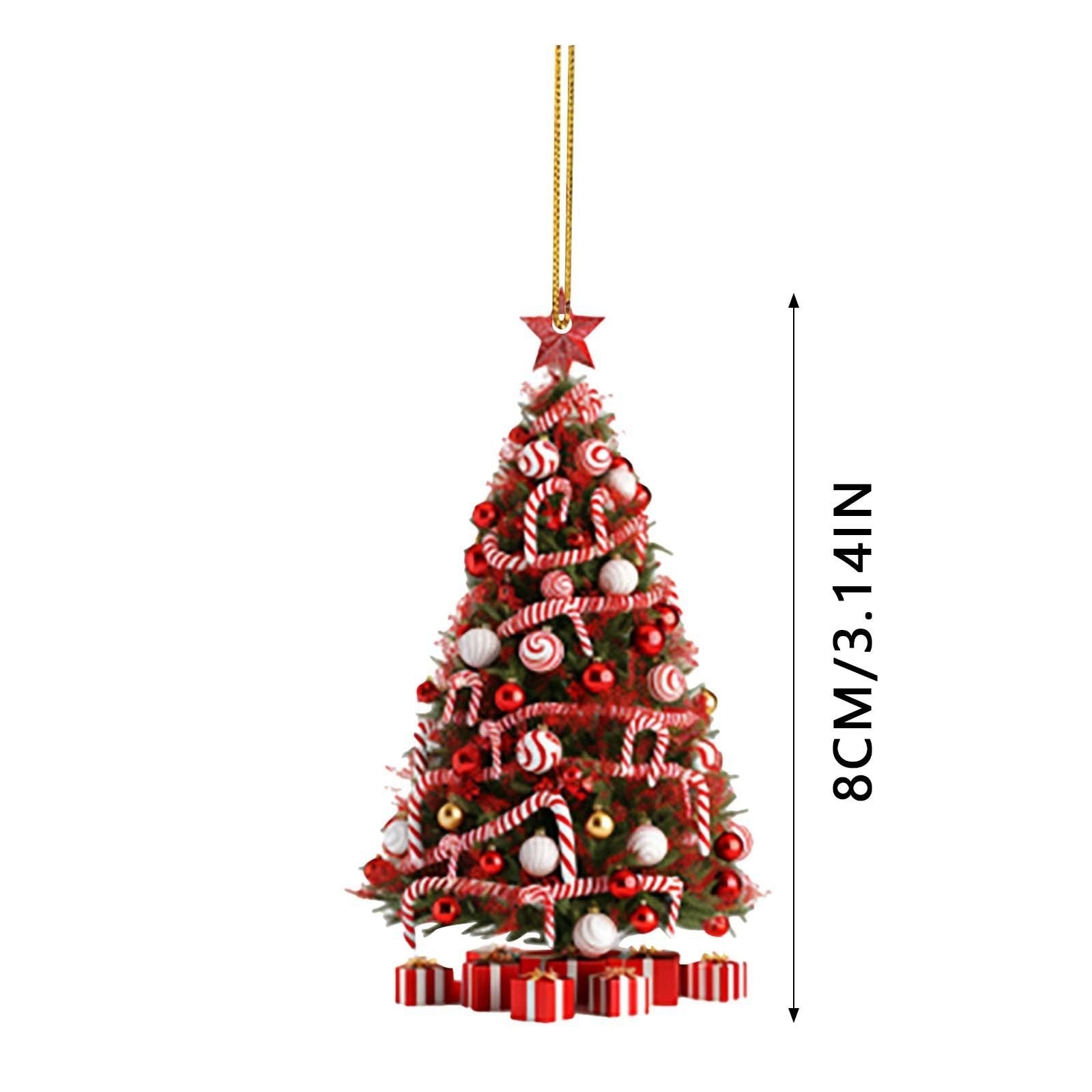 HKM-641107 Modern Acrylic Christmas Tree Pendant Holiday Decoration - Set of 4