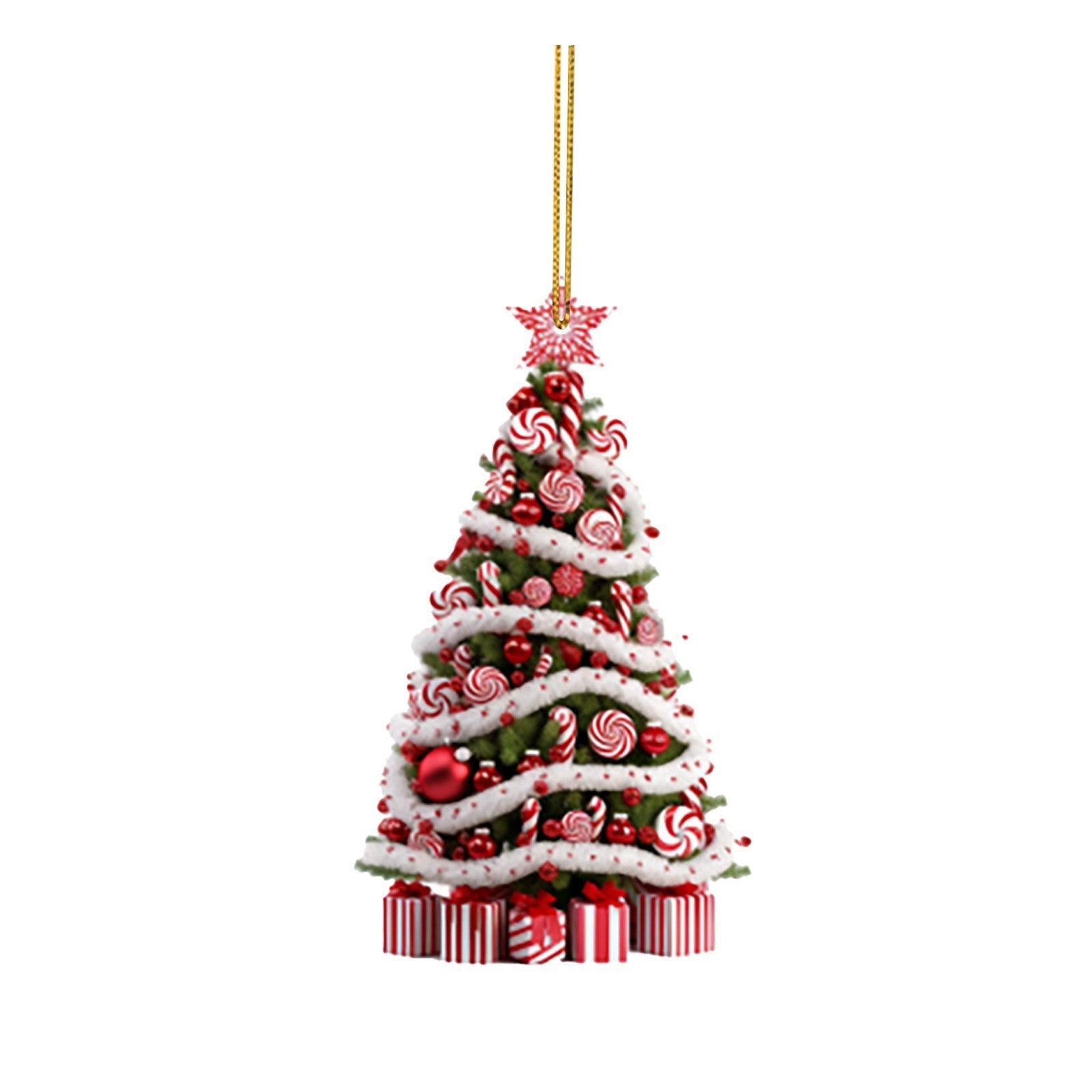 HKM-641107 Modern Acrylic Christmas Tree Pendant Holiday Decoration - Set of 4