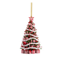 HKM-641107 Modern Acrylic Christmas Tree Pendant Holiday Decoration - Set of 4