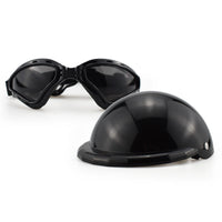 HKM-641171 Stylish Monochrome Pet Safety Helmet and Sunglasses Set for Dogs and Cats