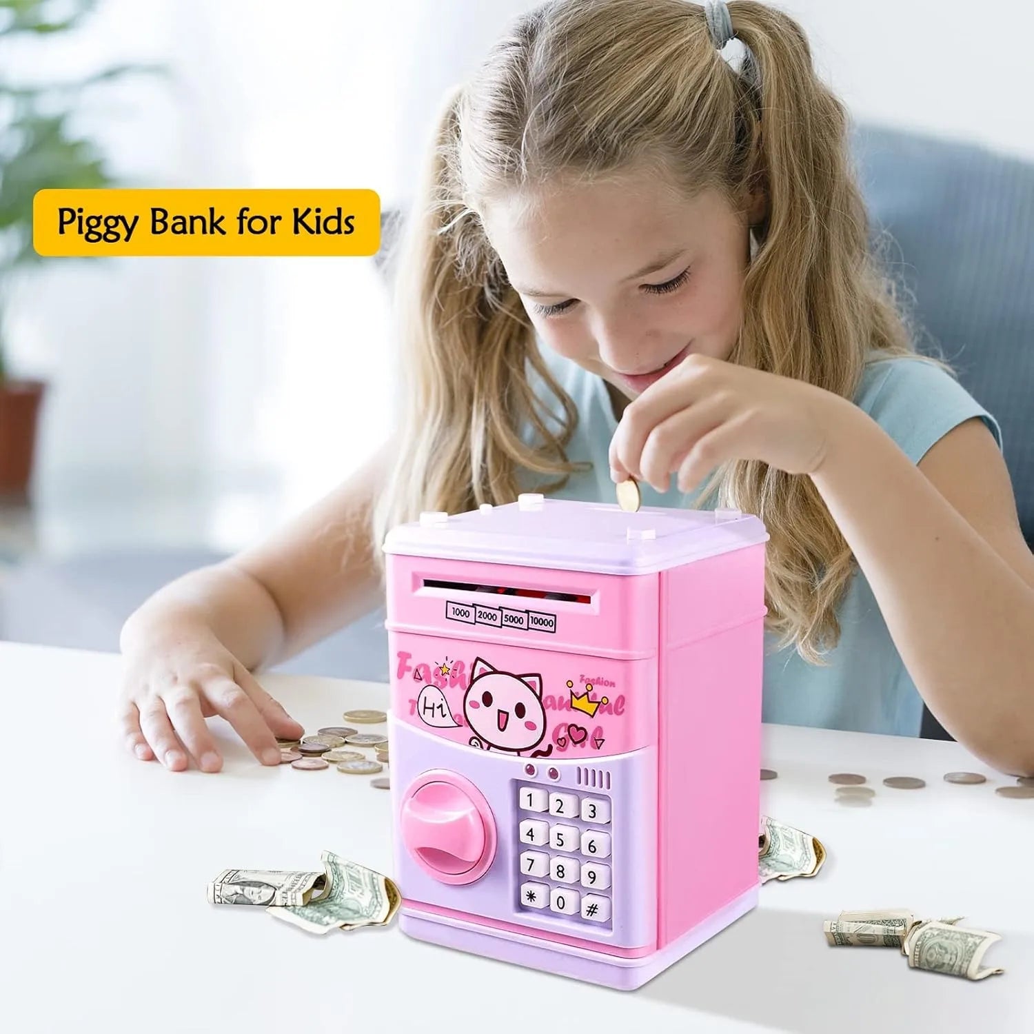 HKM-641299 Electronic Piggy Bank ATM Money Safe Box for Kids - Plastic, Mini Size, Ideal for Ages 2-12