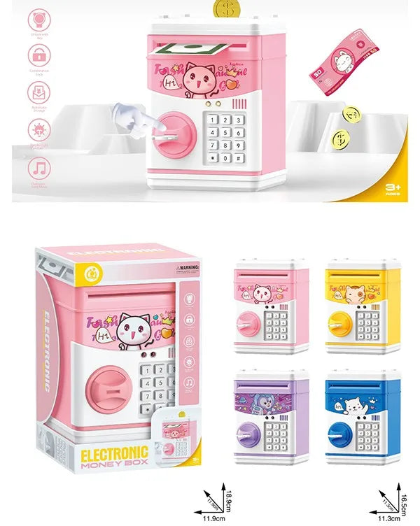 HKM-641299 Electronic Piggy Bank ATM Money Safe Box for Kids - Plastic, Mini Size, Ideal for Ages 2-12